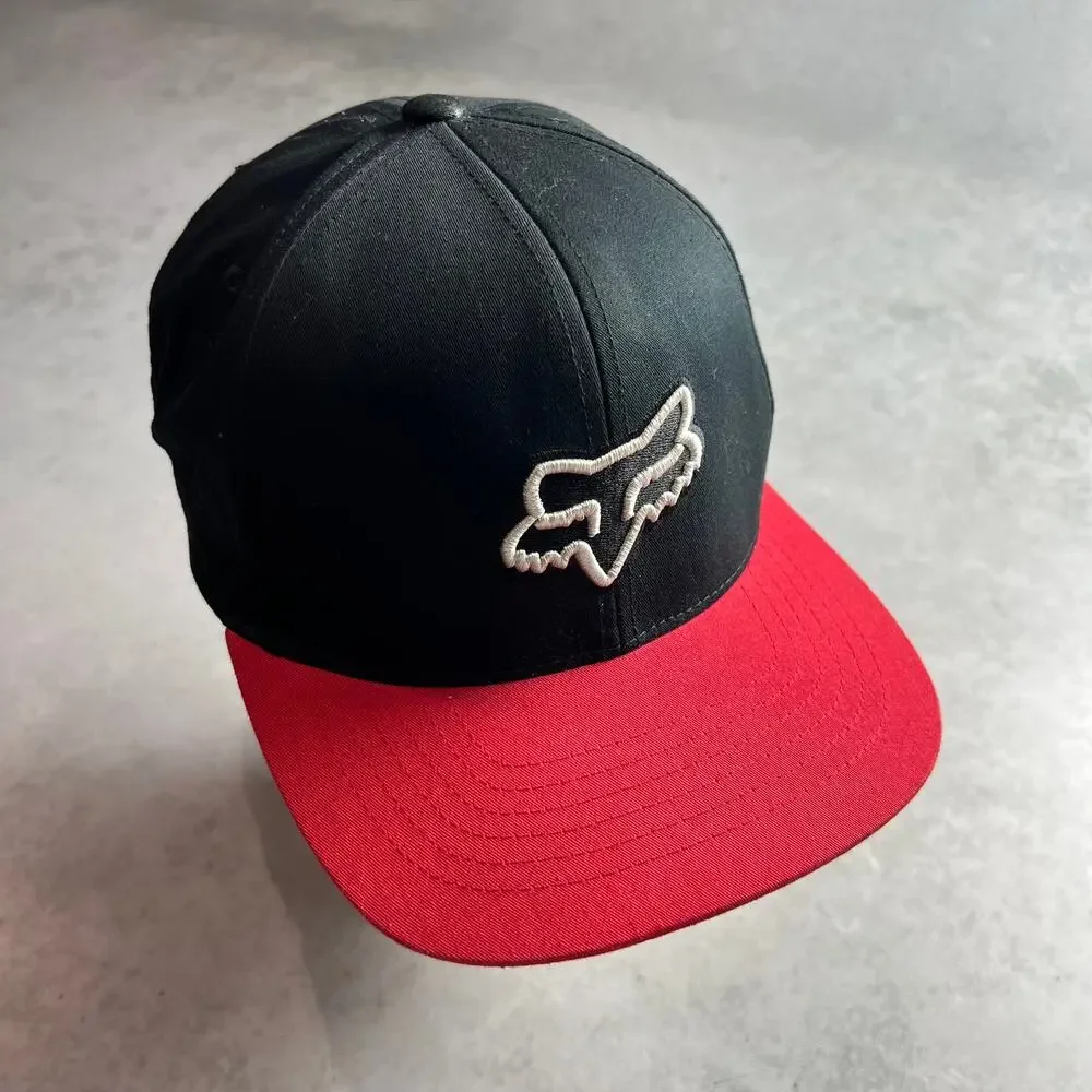 Fox Racing Head Snapback Hat Black & Red One Size Adjustable
